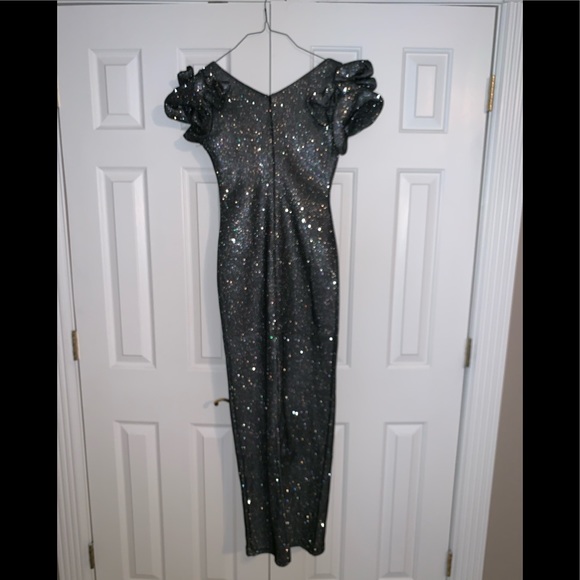 F & P high shimmer plunge maxi dress - Picture 2 of 4